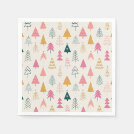 Schattigee kerstbomen Blush Pink Pattern Servet