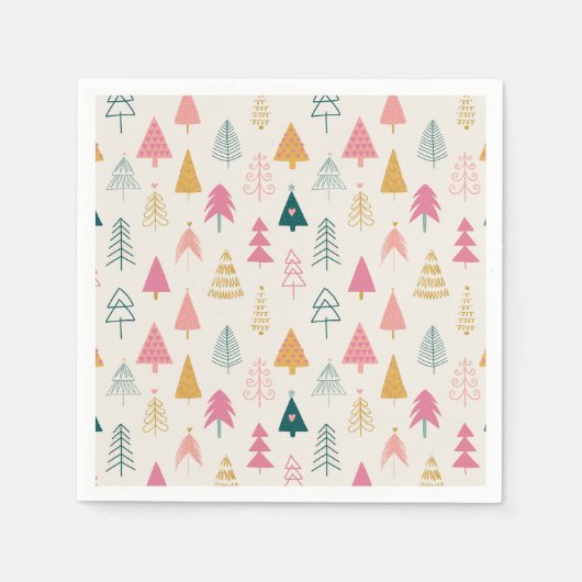 Schattigee kerstbomen Blush Pink Pattern Servet (Voorkant)