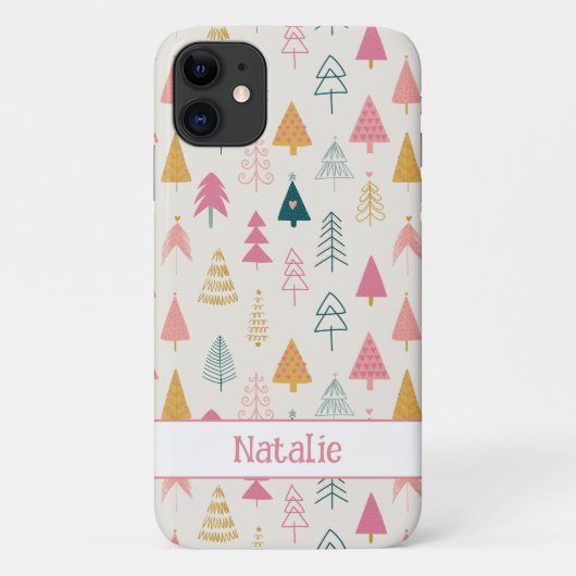 Schattigee Kerstbomen Blush Roze Patroonnaam Case-Mate iPhone Case (Achterkant)