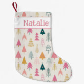 Schattigee Kerstbomen Blush Roze Patroonnaam Kleine Kerstsok (Voorkant)