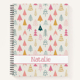 Schattigee Kerstbomen Blush Roze Patroonnaam Notitieboek