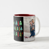 Schattigee kerstbomen cadeau gepersonaliseerde fot tweekleurige koffiemok (Voorkant rechts)