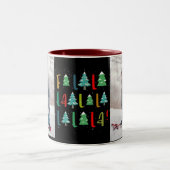 Schattigee kerstbomen cadeau gepersonaliseerde fot tweekleurige koffiemok (Center)