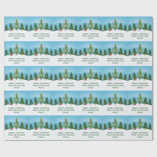 Schattigee kerstbomen  cadeaupapier (Vlak)