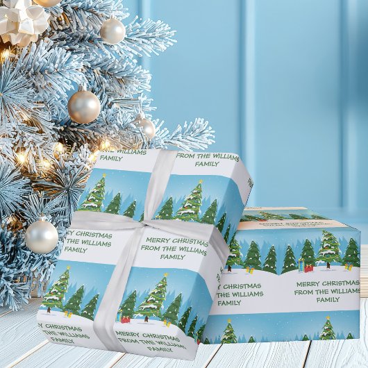 Schattigee kerstbomen  cadeaupapier