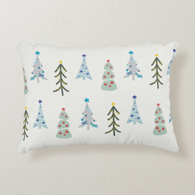 Schattigee kerstbomen doodle accent kussen (Voorkant)