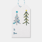 Schattigee kerstbomen doodle cadeaulabel (Voorkant)