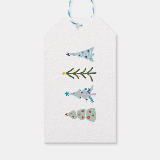 Schattigee kerstbomen doodle cadeaulabel (Achterkant)