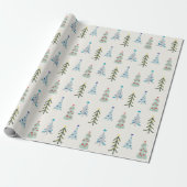 Schattigee kerstbomen doodle cadeaupapier (Uitgerold)
