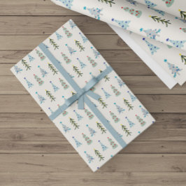 Schattigee kerstbomen doodle cadeaupapier