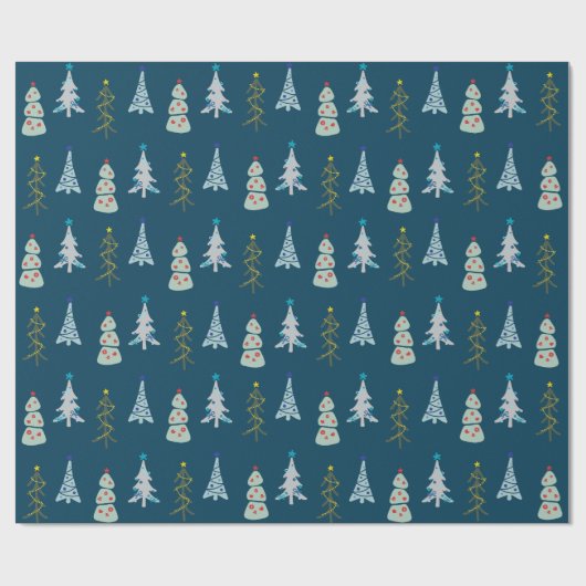 Schattigee kerstbomen doodle cadeaupapier (Vlak)