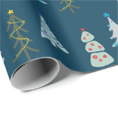 Schattigee kerstbomen doodle cadeaupapier (Rol Hoek)