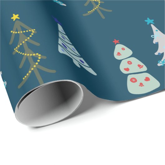 Schattigee kerstbomen doodle cadeaupapier (Rol Hoek)