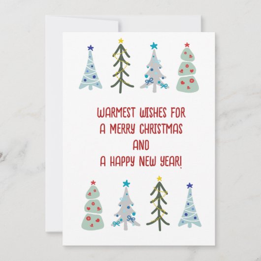 Schattigee kerstbomen doodle feestdagenkaart (Voorkant)