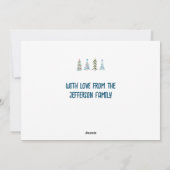 Schattigee kerstbomen doodle feestdagenkaart (Achterkant)