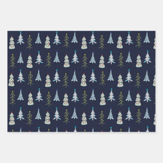 Schattigee kerstbomen doodle inpakpapier vel (Voorkant 2)