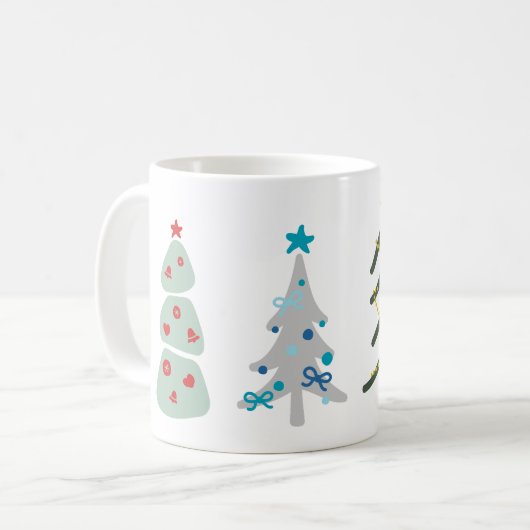 Schattigee kerstbomen doodle koffiemok (Voorkant links)