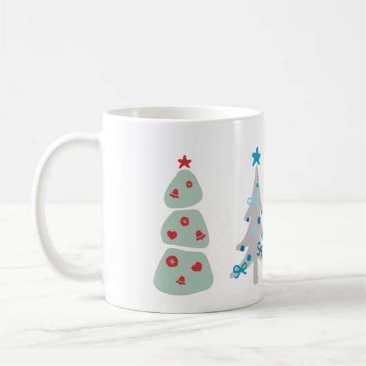 Schattigee kerstbomen doodle koffiemok (Links)