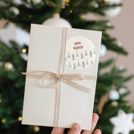 Schattigee kerstbomen doodle ronde sticker