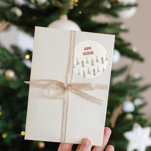 Schattigee kerstbomen doodle ronde sticker