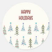 Schattigee kerstbomen doodle ronde sticker (Voorkant)