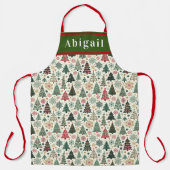 Schattigee kerstbomen en sneeuwvlokken schort (Voorkant)