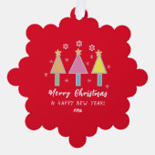 Schattigee kerstbomen noemen rustieke rode vakanti ornament kaart (Voorkant)