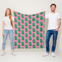 Schattigee kerstbomen op roze fleece deken