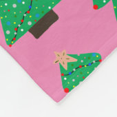 Schattigee kerstbomen op roze fleece deken (Hoek)
