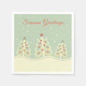 Schattigee kerstbomen Pastel Seizoenen Groeten Servet (Voorkant)
