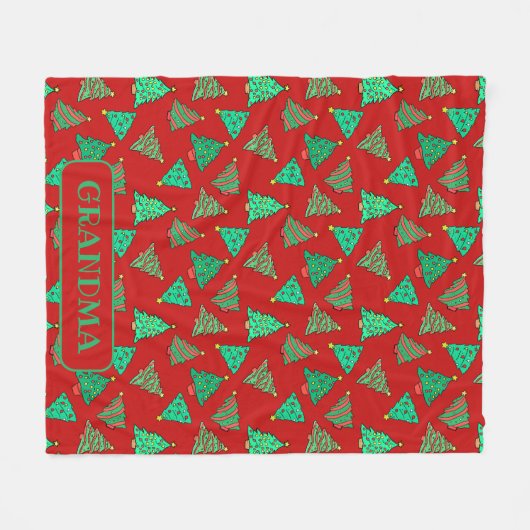 Schattigee kerstbomen rood en groen oma fleece deken (Voorkant (Horizontaal))