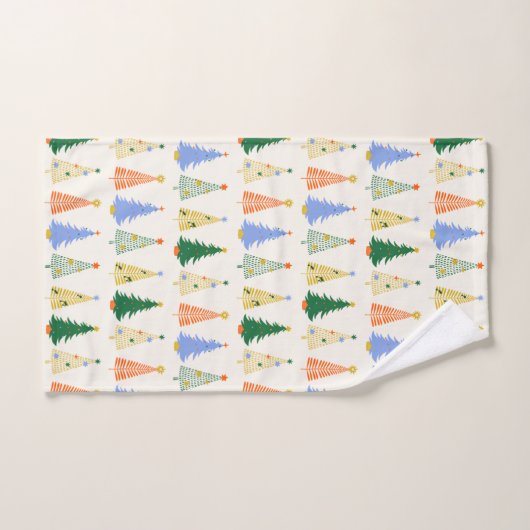 Schattigee kerstbomen rood groen boho bad handdoek (Handdoek)