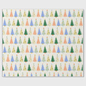 Schattigee kerstbomen rood groen boho cadeaupapier (Vlak)