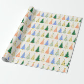 Schattigee kerstbomen rood groen boho cadeaupapier (Uitgerold)