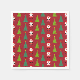 Schattigee kerstbomen & Sinterklaaspatroonrood Servet