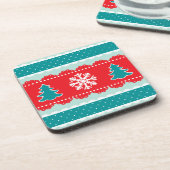 Schattigee kerstbomen Sneeuwvlokken Patroonontwerp Drankjes Onderzetter (Linkerzijde)
