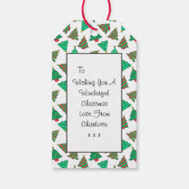 Schattigee kerstbomen | Wit Cadeaulabel