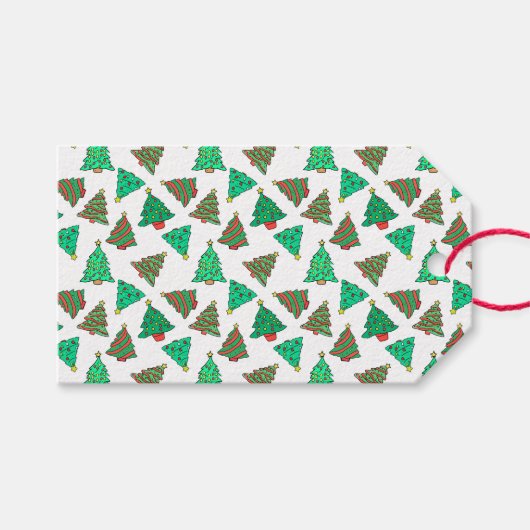 Schattigee kerstbomen | Wit Cadeaulabel (Voorkant (Horizontaal))