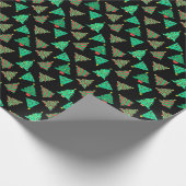 Schattigee kerstbomen zwart gemodelleerd cadeaupapier (Hoek)