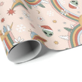 Schattigee kerstboom Alien Rainbow vakantiepatroon Cadeaupapier (Rol Hoek)