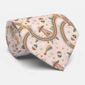 Schattigee kerstboom Alien Rainbow vakantiepatroon Stropdas (Opgerold)