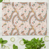 Schattigee kerstboom Alien Rainbow vakantiepatroon Theedoek (Gevouwen)