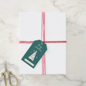 Schattigee Kerstboom Blauwgroen Cadeaulabel (Met Touw)