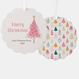 Schattigee kerstboom blush roze feest ornament kaart