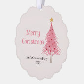 Schattigee kerstboom blush roze feest ornament kaart (Links)