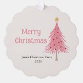 Schattigee kerstboom blush roze feest ornament kaart (Voorkant)