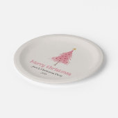 Schattigee kerstboom blush roze feestservetten papieren bordje (Gekanteld)