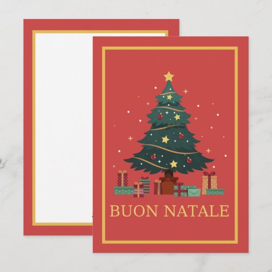 Schattigee kerstboom buon natale vakantie groet feestdagenkaart (Voorkant / Achterkant)