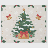 Schattigee kerstboom en klokken cadeaupapier (Vlak)