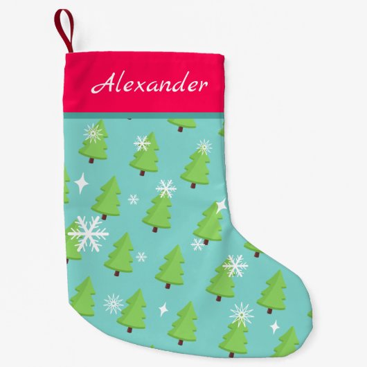 Schattigee kerstboom gepersonaliseerd kleine kerstsok (Voorkant)